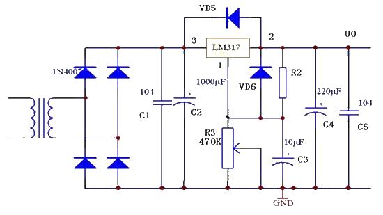 Using LM317 to make a 1.5V adjustable power supply