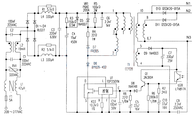 TOP250YN 75W Flyback LED Driver