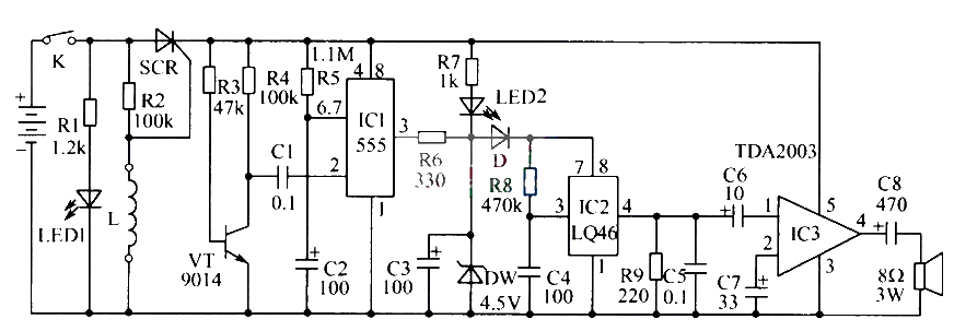 High-sensitivity and high-loudness burglar alarm circuit