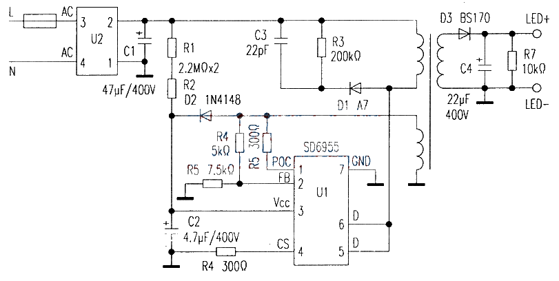 Application of new LED drive circuit SD6955