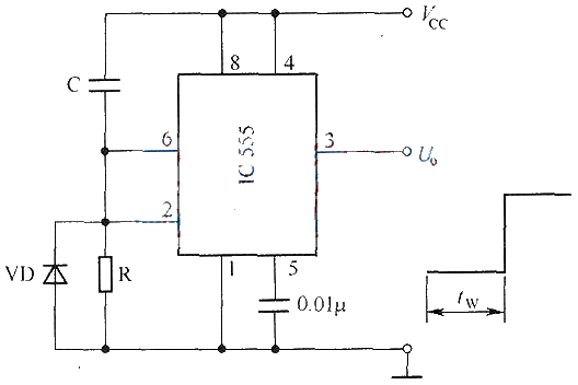 Using NE555 to delay the output of high level circuit