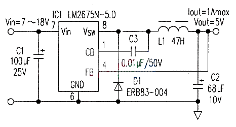 Step-down converter with input 7~18V and output 5V/1A