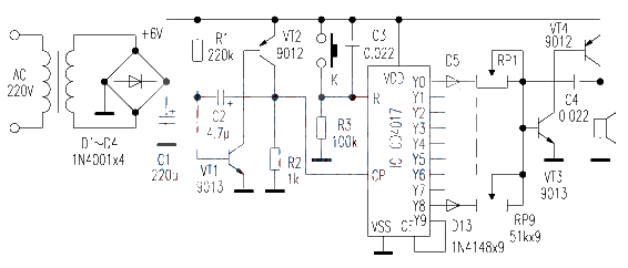 CD4017 simple doorbell