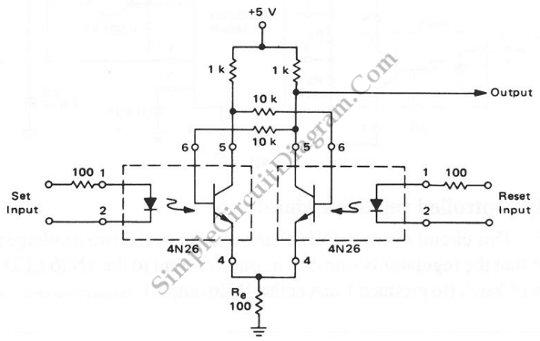 由4N26耦合器构建的RS触发器电路