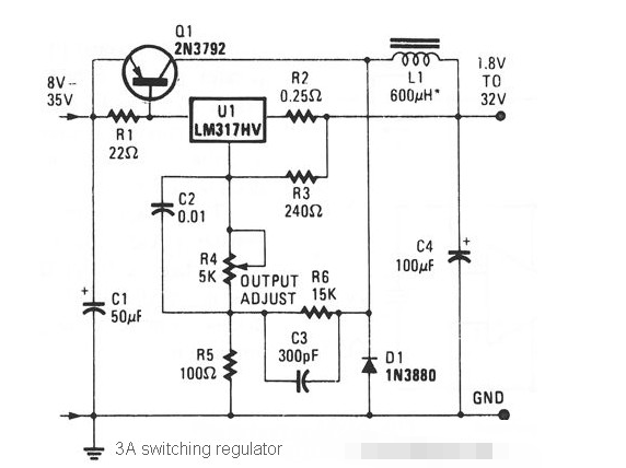 LM317HV circuit diagram based on 3A switching regulator