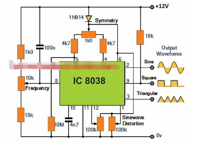 基于IC8038的函数发生器电路