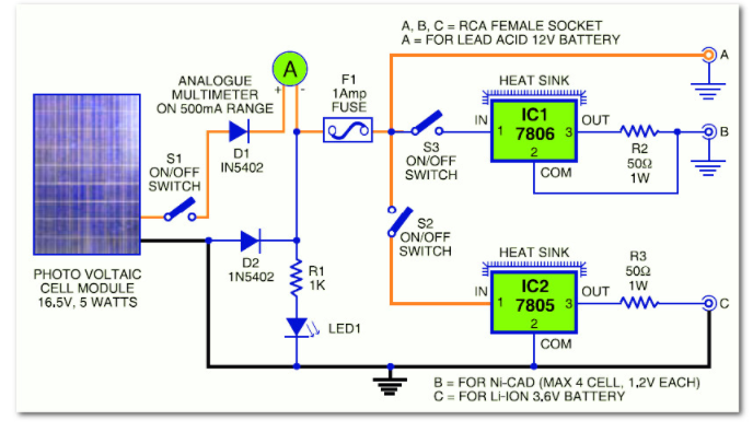 Battery Charger Circuit Diagram Using Photo Voltaic