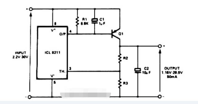 带有PNP Boost晶体管的正电压调节器电路