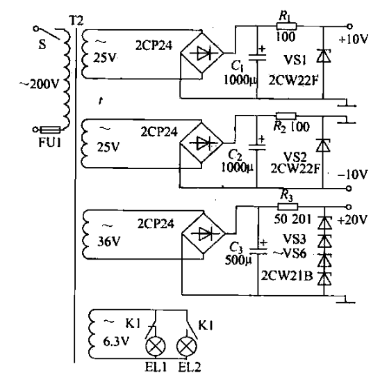 Parallel DC regulated power supply circuit diagram