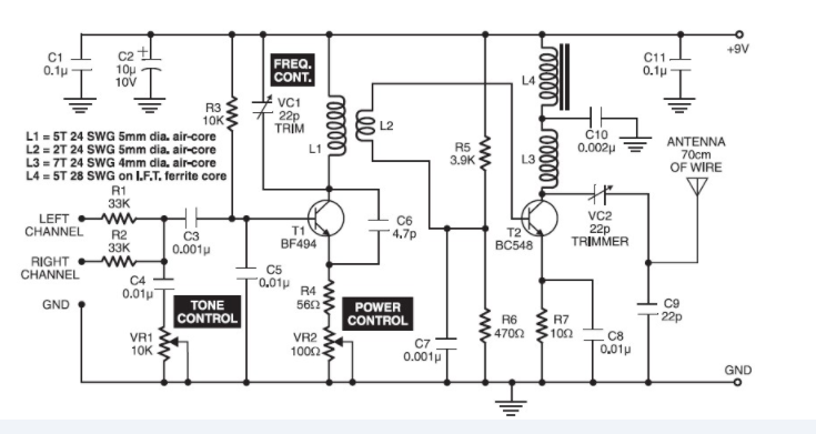 High-quality 500M FM transmitter circuit diagram sharing