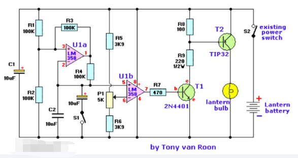 Lantern Dimmer/Flasher Circuit Diagram