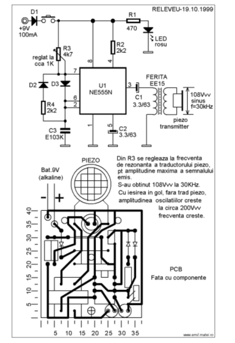 基于555定时器制作的超声波驱狗器电路