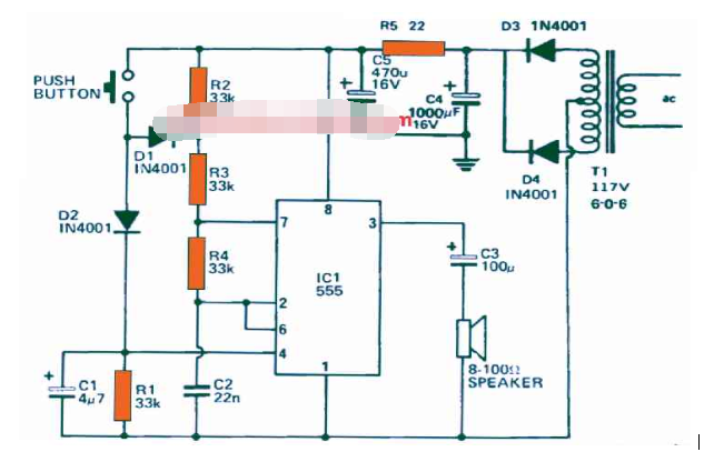 基于IC555设计的双音门铃电路