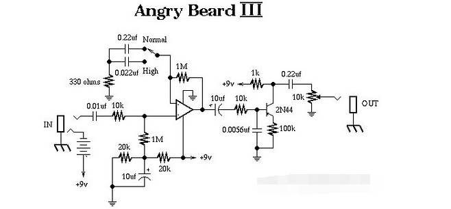 Circuit diagram analysis of Angry Beard III electric guitar effector