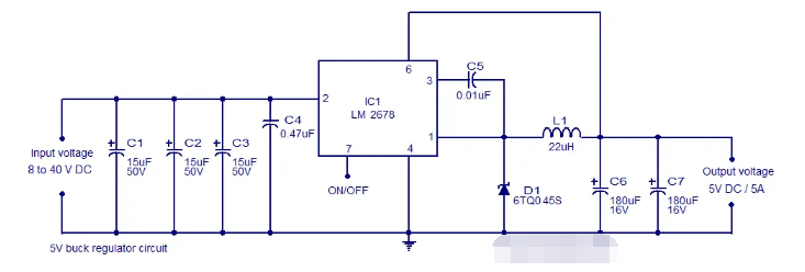 Buck switching regulator circuit diagram explained