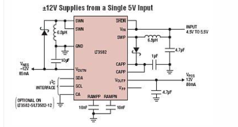 采用LT3582-12的升压直流转换器电路图