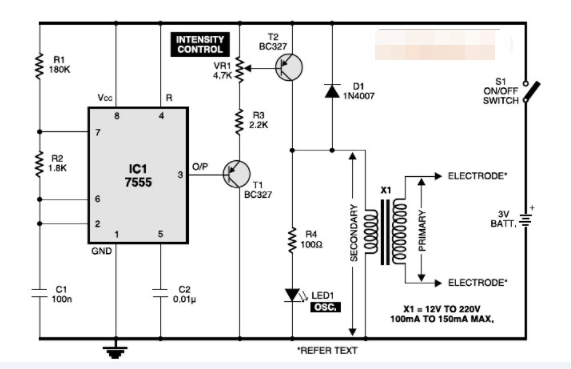 A simple electronic muscle stimulator circuit