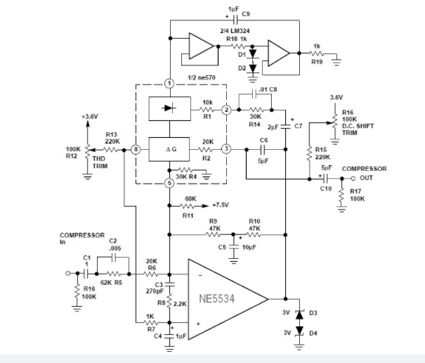 A Hi-Fi compressor circuit with pre-emphasis