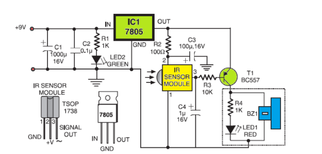 Simple sensitivity tester circuit diagram based on infrared remote control