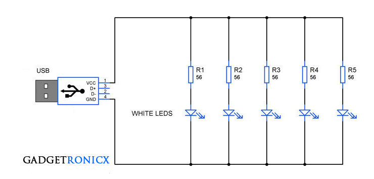 使用白光LED的USB夜灯电路