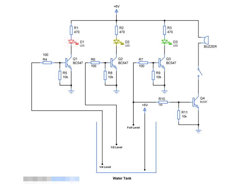 分享一个水位指示器电路