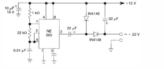 使用555定时器的倍压器电路