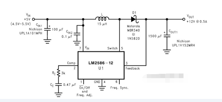 基于LM2586构建的转换器电路