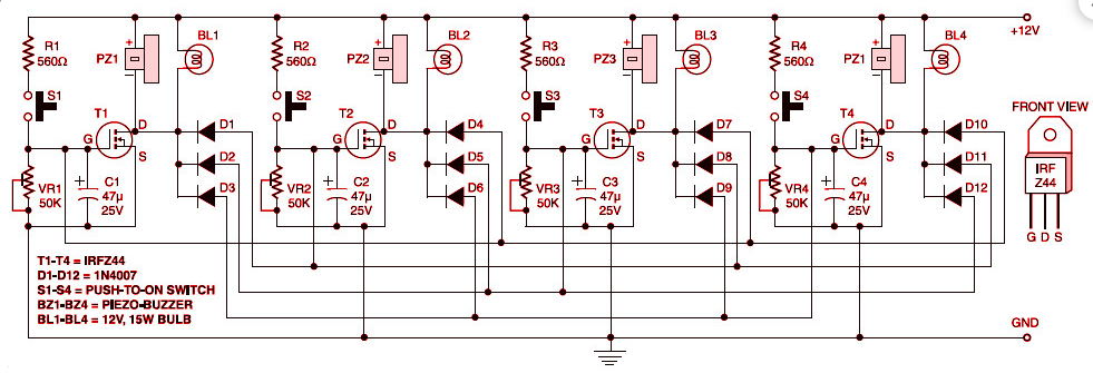 Circuit diagram analysis of electronic question and answer button table