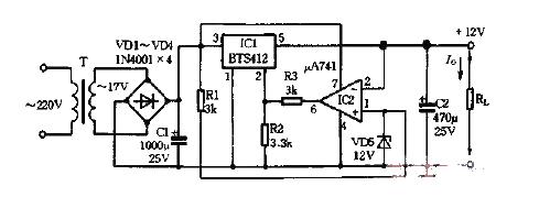 Switching voltage regulator<strong><strong>Power supply circuit diagram designed with BTS412</strong></strong>.jpg