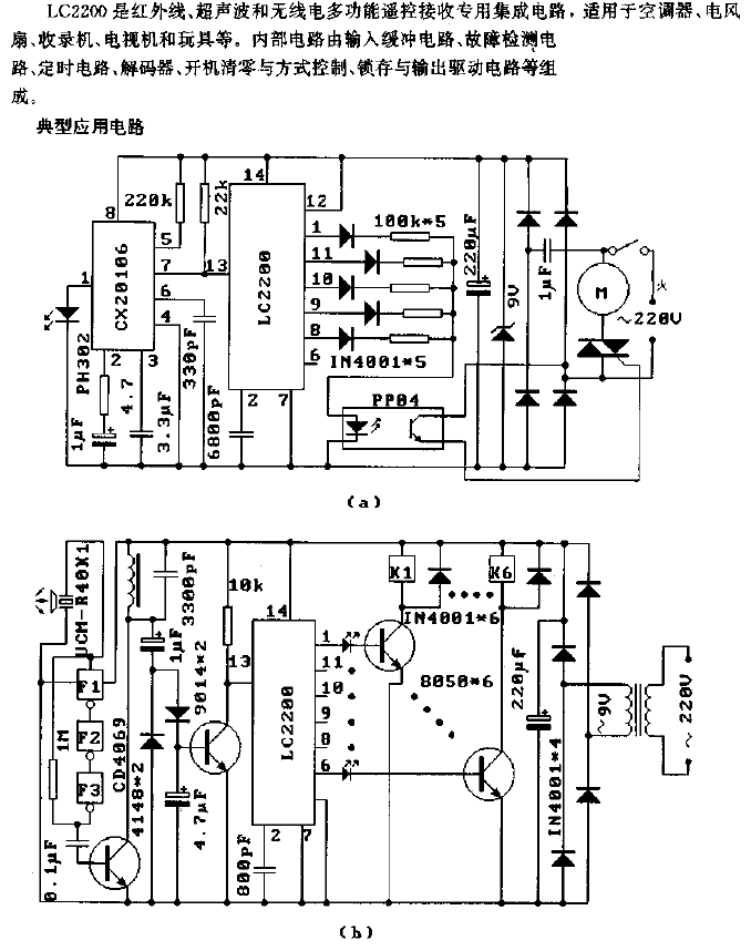 LC2200 (<strong>Air conditioners</strong>, <strong>Electric fans</strong>, cassette recorders, televisions and toys) <strong>Infrared</strong>, <strong><strong>Ultrasound</strong>< /strong>and<strong>Radio remote control</strong><strong>receiving circuit</strong>.gif