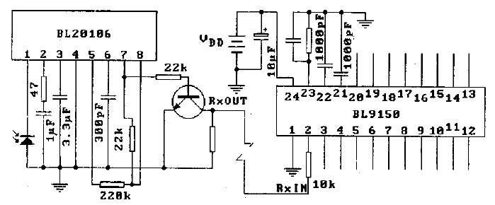 BL9150 (universal) infrared remote control receiving circuit