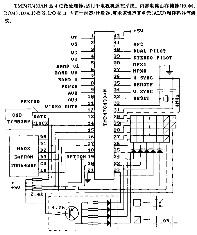 TMP47C433AN (television) microprocessor circuit