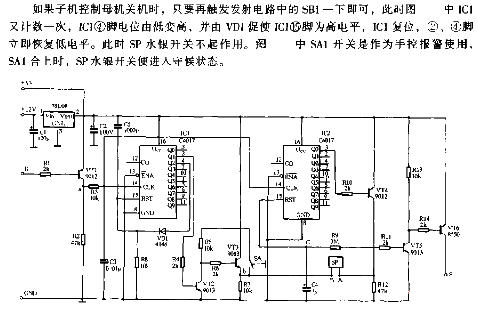 Call answering remote alarm circuit Manual alarm circuit