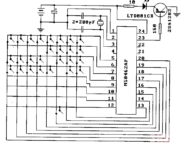 M50462AP (TV)<strong><strong>Infrared Remote Control</strong></strong>Transmitter<strong><strong>Microprocessor</strong></strong>-Typical<strong><strong>Application Circuit< /strong></strong>.gif