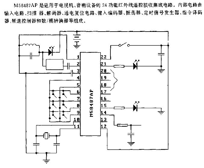 M58487AP (TV and<strong><strong>Audio</strong></strong>Equipment) 24-function<strong><strong>Infrared Remote Control</strong></strong><strong><strong>Receiver Circuit</strong> strong></strong>.gif