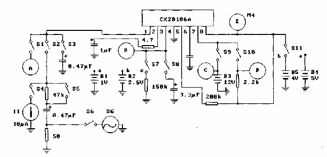 CX20106/CX20106A (TV) infrared remote control receiving preamplifier circuit - electrical characteristics test circuit