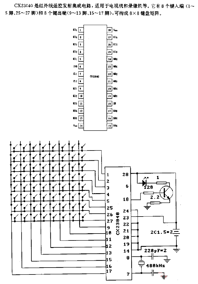 CX23040 (TV and<strong><strong>VCR</strong></strong>)<strong><strong>Infrared Remote Control</strong></strong><strong><strong>Transmitter Circuit</strong>< /strong>.gif