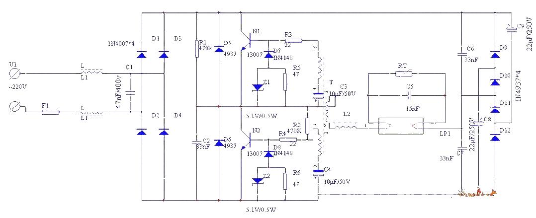 40W<strong><strong>Fluorescent Lamp</strong></strong><strong><strong>Electronic Ballast</strong></strong><strong><strong>Circuit Diagram</strong></strong>. jpg