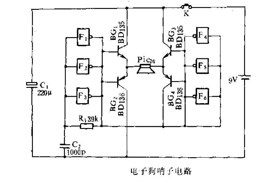 Electronic dog whistle circuit