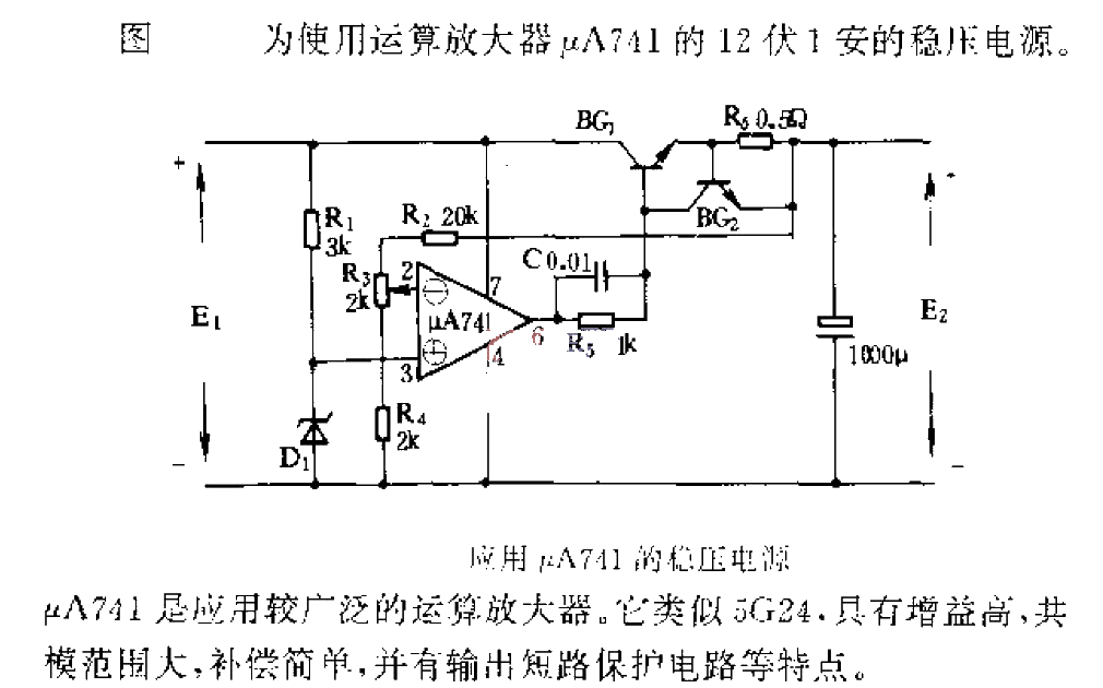 <strong>Stabilized power supply</strong> using uA741.gif