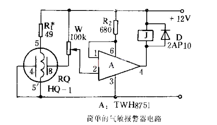 Simple gas sensor<strong>alarm circuit</strong> .gif