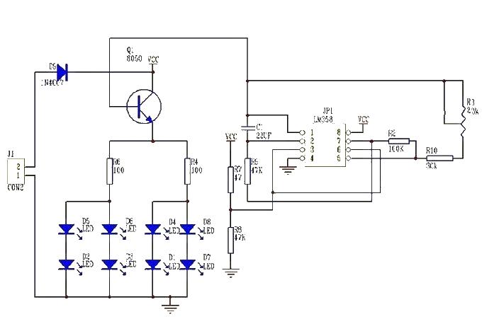 LM358 breathing light circuit diagram