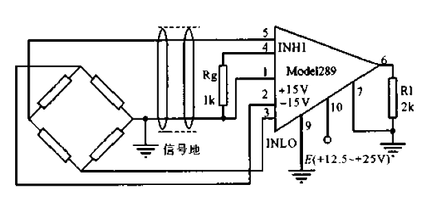 Non-inverting proportional amplifier circuit composed of Model289