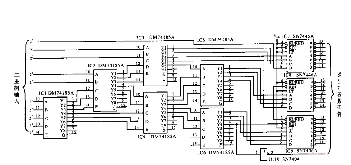 Binary input decimal display circuit