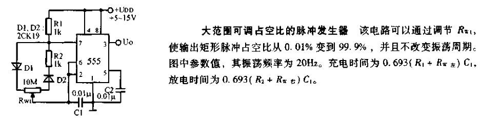 <strong>Pulse generator</strong><strong>Circuit diagram</strong> of a wide range<strong>adjustable duty cycle</strong>.gif