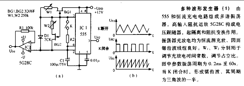 555 multiple waveform generator circuit diagram 1