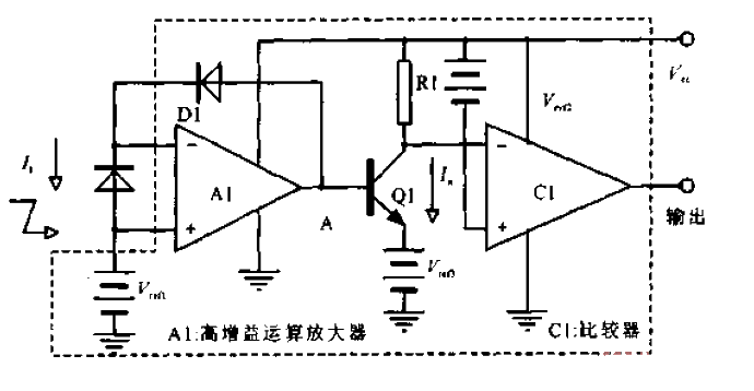 Photodiode DC amplifier circuit