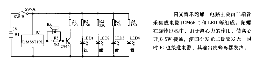 Flash music gyro circuit