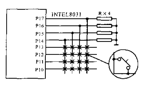 8031<strong>MCU</strong>P1 port constitutes a 4X4 keyboard<strong>interface circuit</strong>.gif