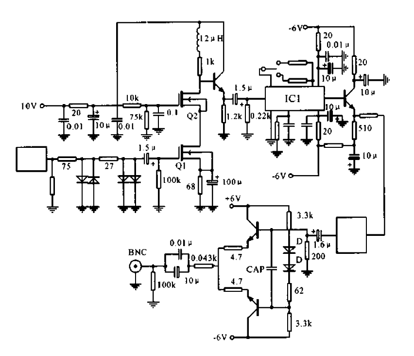 Ultrasonic sensor receiving amplifier circuit